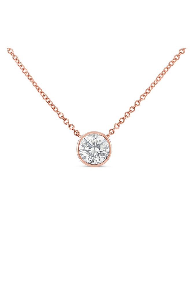 1/2 Carat Round Brilliant-Cut Diamond Modern Bezel-Set Solitaire Necklace
